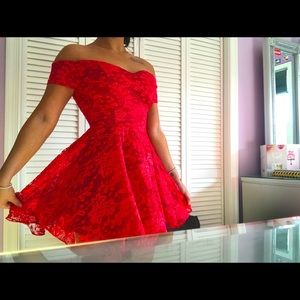 Red lace dress